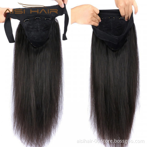 Human Hair Headband Wig For Black Women Long Straight black Wigs Brizilian Raw None Lace High Quality Wholesale Price Human Hair